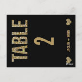 ブラック&金ゴールドグリッター結婚のテーブル番号葉書 ポストカード (裏面)