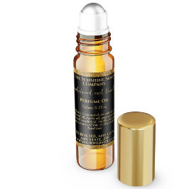 ブラック&金ゴールドグリッター香水ローラーボトルラベル スクエアシール