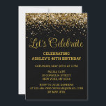 ブラック&金ゴールドグリッター40th Birthday Let 祝 Let's  招待状<br><div class="desc">ブラックと金ゴールドグリッター招待状40歳のパーティの招待状40歳のデジタル祝50歳のデジタルで50歳のダウンロード50歳のパーソナライズされた第21位の第10位のお祝い70位の甘さ10の甘さカスタム6、18Mの紙吹雪、アダルトカリグラフィスクリプト、1、1、16、6、4のの、16の66はトレンディー、1ははははをを6はを16を111661111116111616116666まで</div>