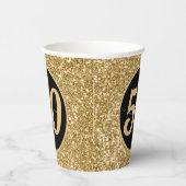 ブラック&金ゴールドグリッター50 50年50誕生日 紙コップ (右)