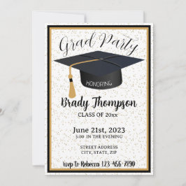 ブラック&金ゴールドグリッター&スター2 Photo Gradパーティー 招待状