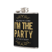 ブラック&金ゴールドグリッターI'mパーティーモダン文字 フラスク (左)