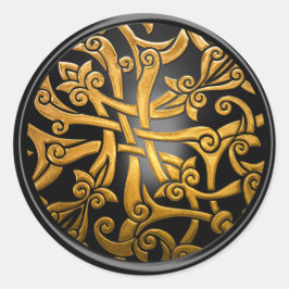 ブラック&金ゴールドケルト封筒用シール ラウンドシール
