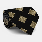 ブラック&金ゴールドケルト結び目模様オリジナルアートデザインタイ ネクタイ (ロール)