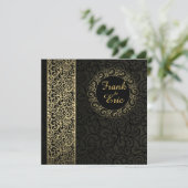 ブラック&金ゴールドゲイ/レズビアン結婚式招待状 招待状 (スタンド正面)