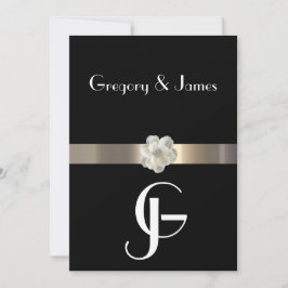 ブラック&金ゴールドゲイ/レズビアン結婚式招待状 招待状