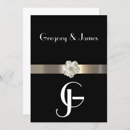 ブラック&金ゴールドゲイ/レズビアン結婚式招待状 招待状
