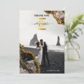 ブラック&金ゴールドゲートグリッター結婚の写真 サンキューカード (スタンド正面)