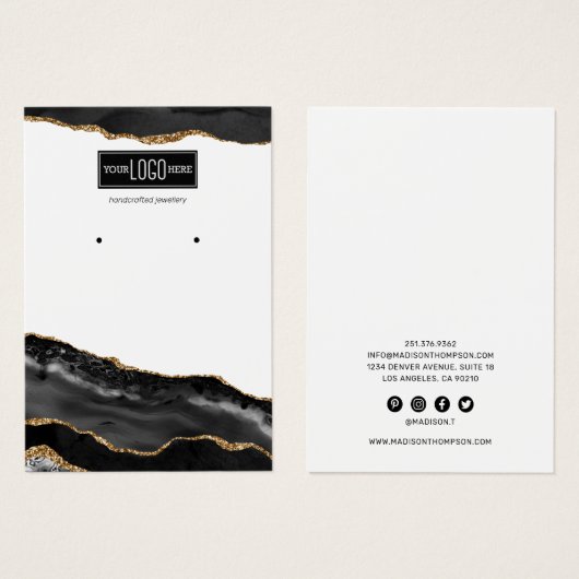 ブラック&金ゴールドゲートスタッドイヤリングディスプレイ (正面&裏面)