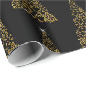 ブラック&金ゴールドコンテンポラリークリスマス ラッピングペーパー (ロールコーナー)