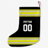 ブラック&金ゴールドサッカーチームパーソナライズされた スモールクリスマスストッキング (裏面)
