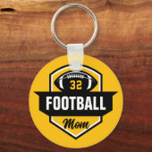 ブラック&金ゴールドサッカーママージャージー番号写真 キーホルダー (正面)