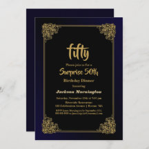 ブラック&金ゴールドサプライズ50th誕生日ディナー