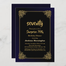 ブラック&金ゴールドサプライズ70th誕生日ディナー