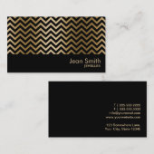 ブラック&金ゴールドシェブロンストライプジュエリー 名刺 (正面/裏面)