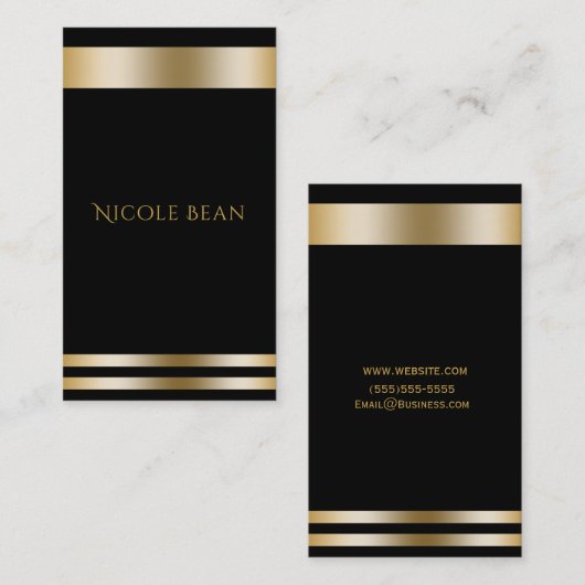 ブラック&金ゴールドシエレガントックモダングラムプロフェッショナル 名刺 (正面/裏面)