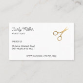 ブラック&金ゴールドシザーパターン美容師サロン 名刺 (裏面)