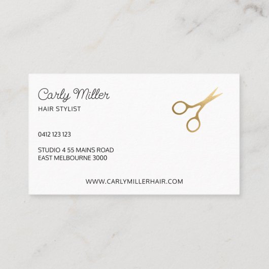 ブラック&金ゴールドシザーパターン美容師サロン 名刺 (裏面)