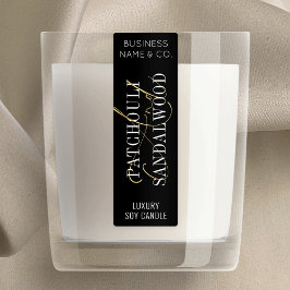 ブラック&金ゴールドシックなキャンドルジャー薄い垂直ラベル ラベル