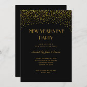 ブラック&金ゴールドシック新年イブパーティー 招待状 (正面/裏面)