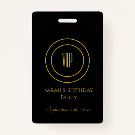 ブラック&金ゴールドシック誕生日パーティーVIPアクセス バッジ