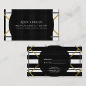 ブラック&金ゴールドシックGlam幾何学友人を参照 紹介カード (正面/裏面)