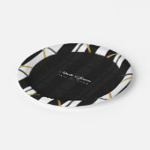 ブラック&金ゴールドシックGlam幾何学的パーティー ペーパープレート (アングル)