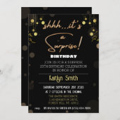 ブラック&金ゴールドシッ…サプライズ招待状 招待状 (正面/裏面)