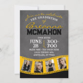 ブラック&金ゴールドシャルボードフィルムストリップ卒業 招待状 (正面)