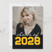 ブラック&金ゴールドシャルボードフィルムストリップ卒業 招待状 (裏面)