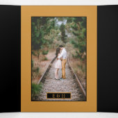 ブラック&金ゴールドシャンパンバブル結婚ズスイート 三つ折り招待状 (内部中)