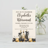 ブラック&金ゴールドシャンパンリタイアメントパーティー 招待状 (スタンド正面)