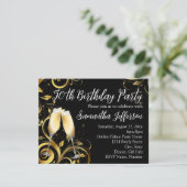 ブラック&金ゴールドシャンパン50thバースデーパーティー 招待状 (スタンド正面)