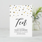 ブラック&金ゴールドシンプル10thバースデ10代のィーパーティーの招待 招待状 (スタンド正面)