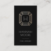 ブラック&金ゴールドジェムモノグラムロゴ |ジュエリー 名刺 (正面)