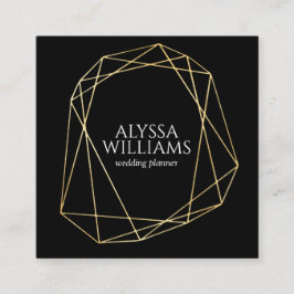 ブラック&金ゴールドジオメトリフレームラグジュアリエレガントー スクエア名刺