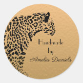 ブラック&金ゴールドジャガーハンドメイド ラウンドシール (正面)