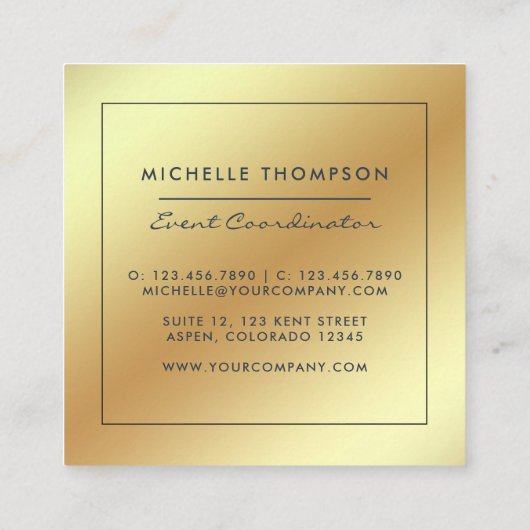 ブラック&金ゴールドスクエアビジネスカード スクエア名刺 (裏面)