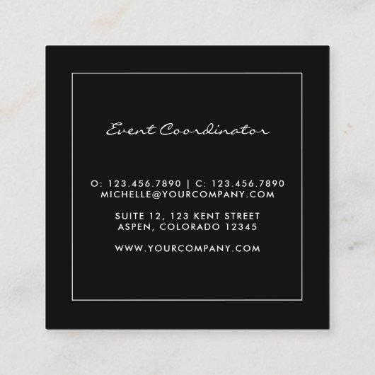 ブラック&金ゴールドスクエアビジネスカード スクエア名刺 (裏面)