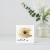 ブラック&金ゴールドスクエアビジネスカード スクエア名刺 (スタンド正面)