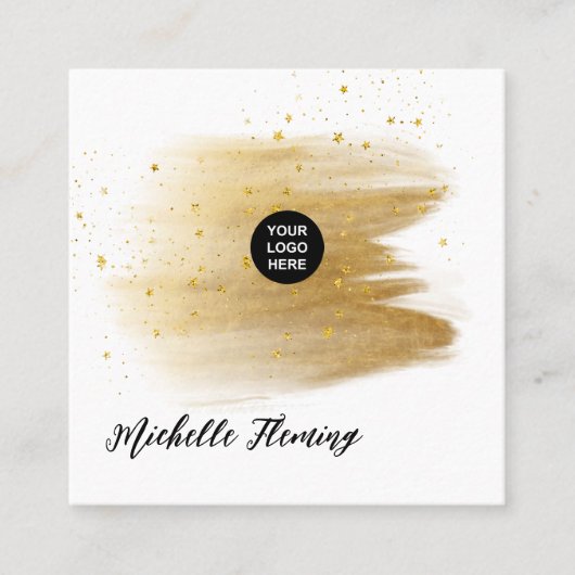 ブラック&金ゴールドスクエアビジネスカード スクエア名刺 (正面)