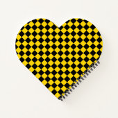 ブラック&金ゴールドスクエアボックスパターンハート型 ノートブック (裏面)