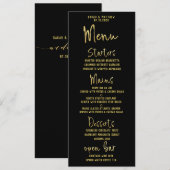 ブラック&金ゴールドスクリプト書クラシック道の結婚 メニュー (正面/裏面)