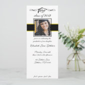 ブラック&金ゴールドスクールの卒業式への招待 招待状 (スタンド正面)