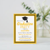 ブラック&金ゴールドスクールカラーズグラードパーティー インビテーションポストカード (スタンド正面)