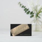 ブラック&金ゴールドスタイリッシュスクリプト「応援」ドリンクチケット エンクロージャーカード (スタンド正面)