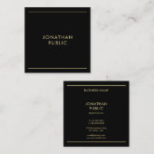 ブラック&金ゴールドスタイリッシュモダンプロフェッショナルトレンディー スクエア名刺 (正面/裏面)