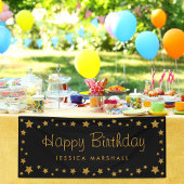 ブラック&金ゴールドスターズハッピーバースデー 横断幕