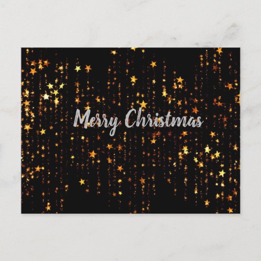 ブラック&金ゴールドスターズメリークリスマス ポストカード (正面)