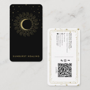 ブラック&金ゴールドスターズ天空日が差すことムーンQR 名刺